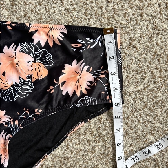 🦋 Beachsissi Black Peach Floral Swim Bottoms Beach Summer Vacation - Picture 6 of 7